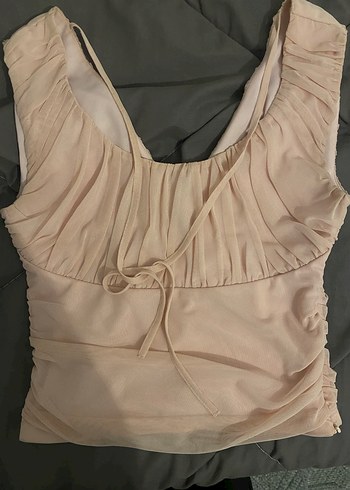 pudra pembesi tül detaylı vücuda oturan korse - Görsel 2