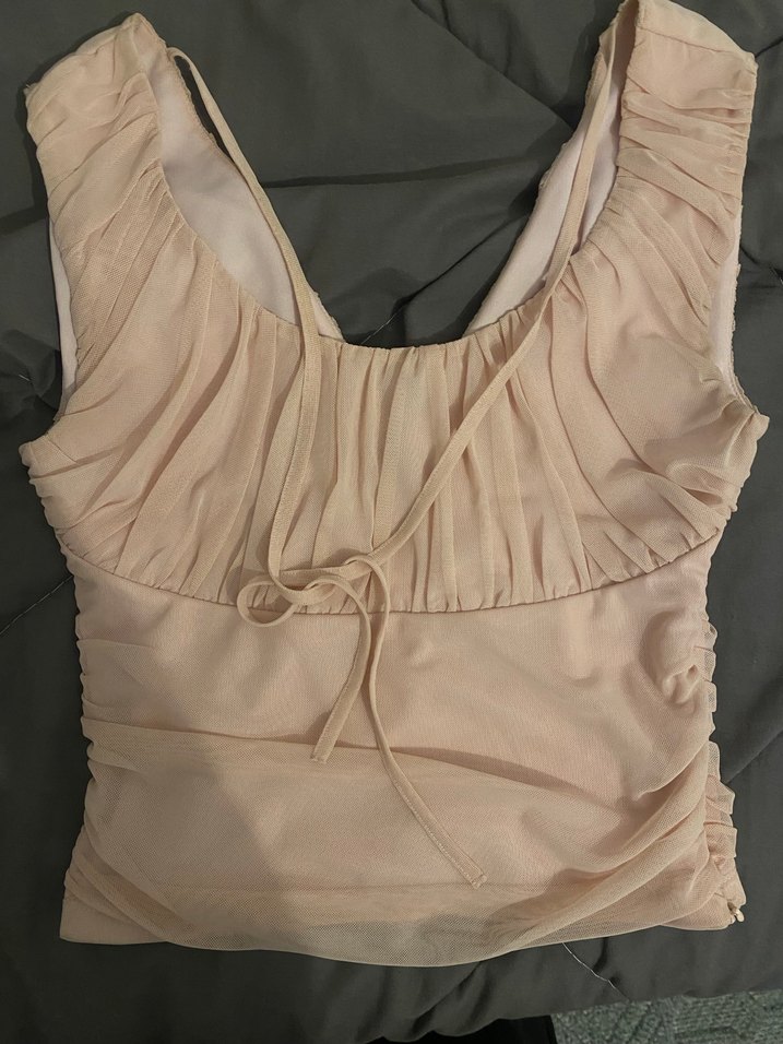 pudra pembesi tül detaylı vücuda oturan korse - Görsel 2