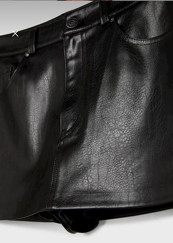 Beyaz Parlak Deri Mini Şort etek - Görsel 8