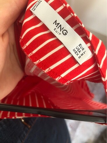 Mango kırmızı çizgili elbise - Görsel 4