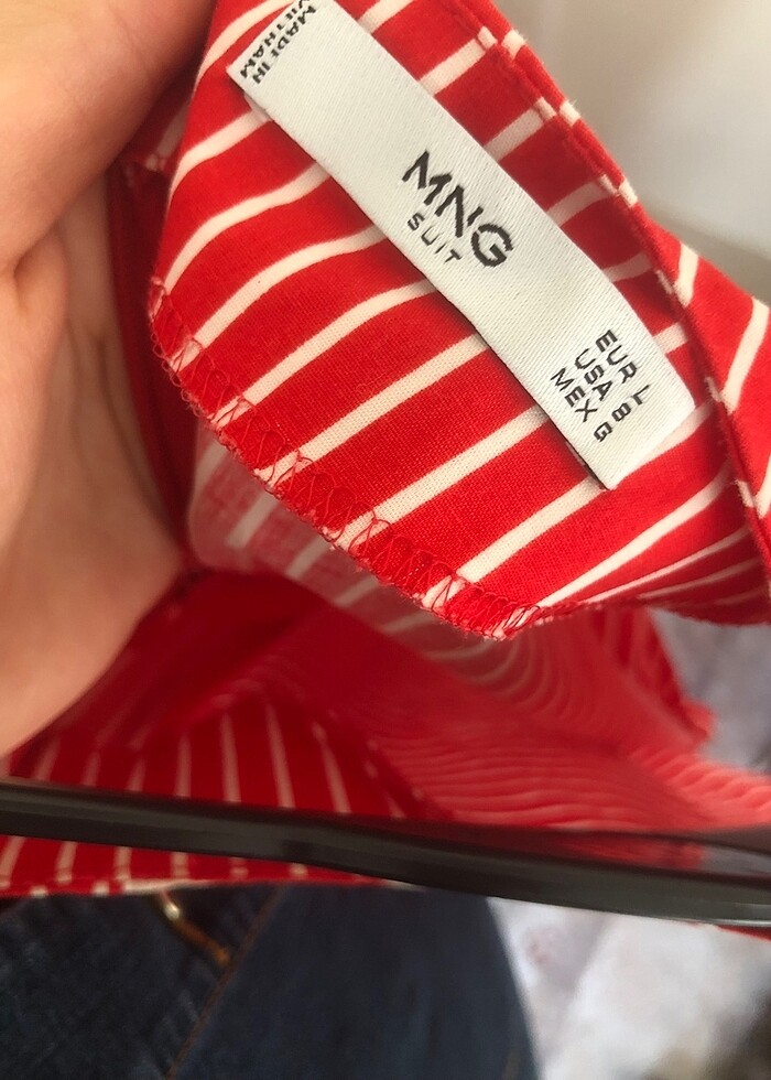 Mango kırmızı çizgili elbise - Görsel 4