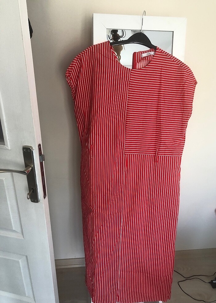 Mango kırmızı çizgili elbise - Görsel 2