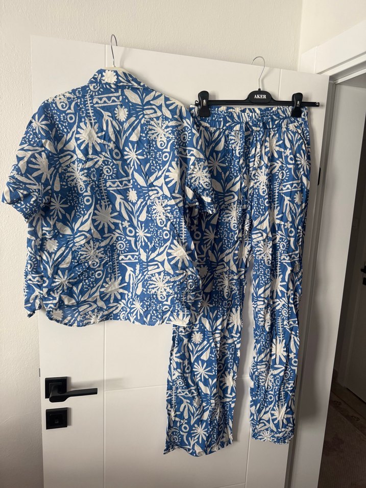 Mavi Bohem Desenli Kısa Kollu Zara  Takımı - Görsel 5