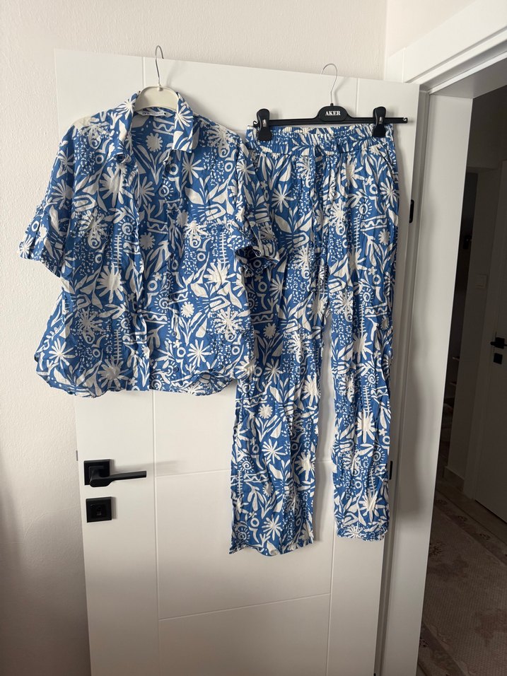 Mavi Bohem Desenli Kısa Kollu Zara  Takımı - Görsel 2