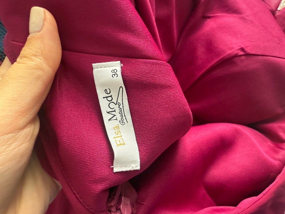 Bordo Fırfırlı Uzun Abiye Elbise - Görsel 5