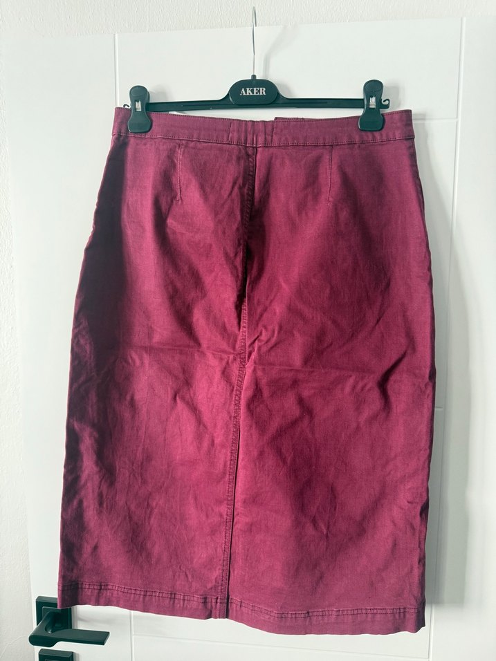 Düğmeli Bordo Midi Kadın Etek - Görsel 3