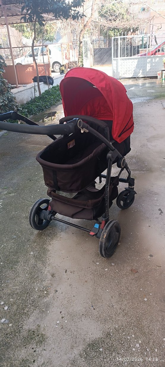 Kırmızı Katlanabilir Bebek Arabası - Görsel 5