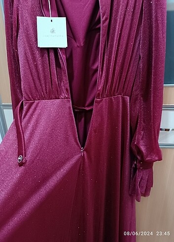 Bordo simli tesettür abiye  - Görsel 4