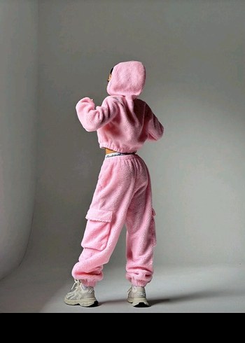 Shein Pembe Peluş Kadın Eşofman Takımı - Görsel 4