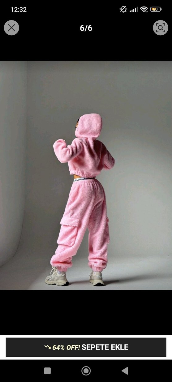 Shein Pembe Peluş Kadın Eşofman Takımı - Görsel 4