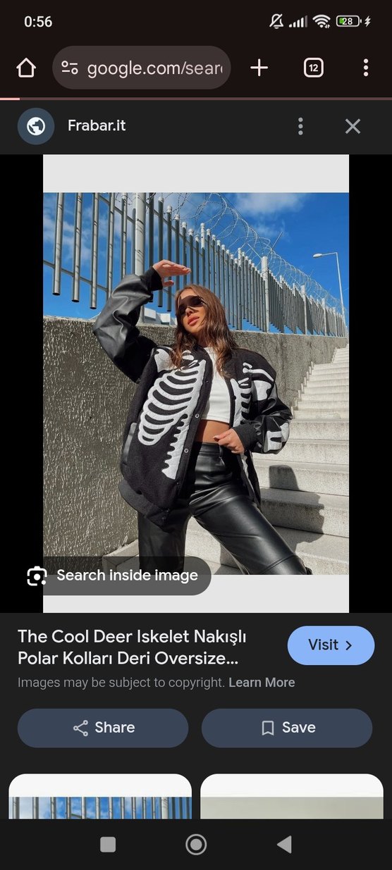 Siyah Baskılı Deri Kadın Ceket - Görsel 3