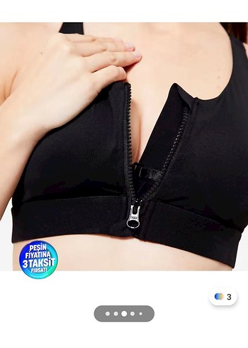 Önden Fermuarlı Siyah  Spor Sütyeni - Görsel 3