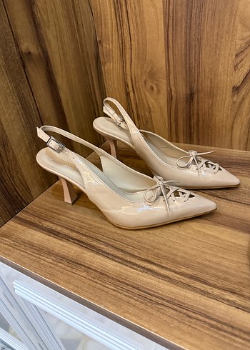 Bej Stiletto Topuklu Kadın Abiye Ayakkabı