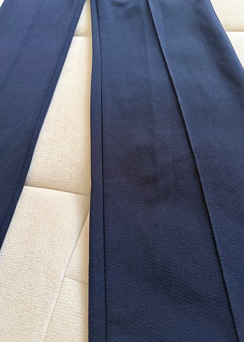 Lacivert Pilili Kadın Kumaş Pantolon - Görsel 6