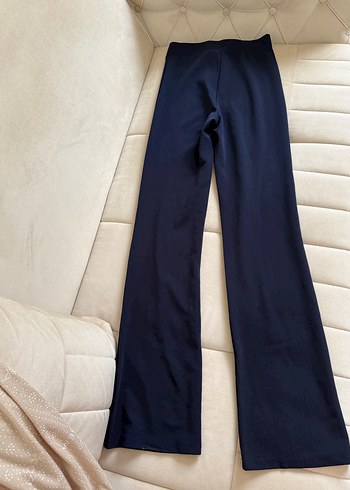 Lacivert Pilili Kadın Kumaş Pantolon - Görsel 3