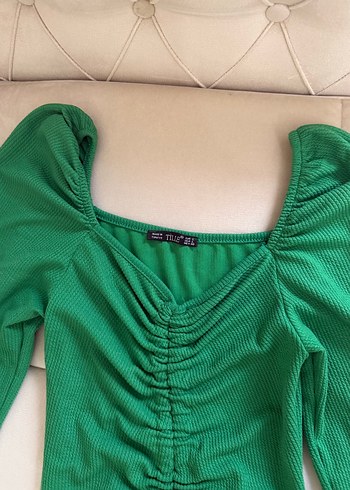 Yeşil Drapeli Uzun Kadın Elbise - Görsel 2