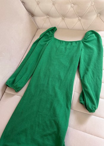 Yeşil Drapeli Uzun Kadın Elbise - Görsel 8