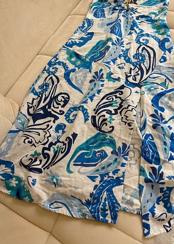 Mavi Bohem Desenli Uzun Elbise - Görsel 4