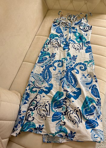 Mavi Bohem Desenli Uzun Elbise - Görsel 10