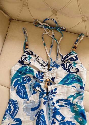 Mavi Bohem Desenli Uzun Elbise - Görsel 2