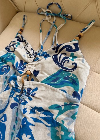 Mavi Bohem Desenli Uzun Elbise - Görsel 3