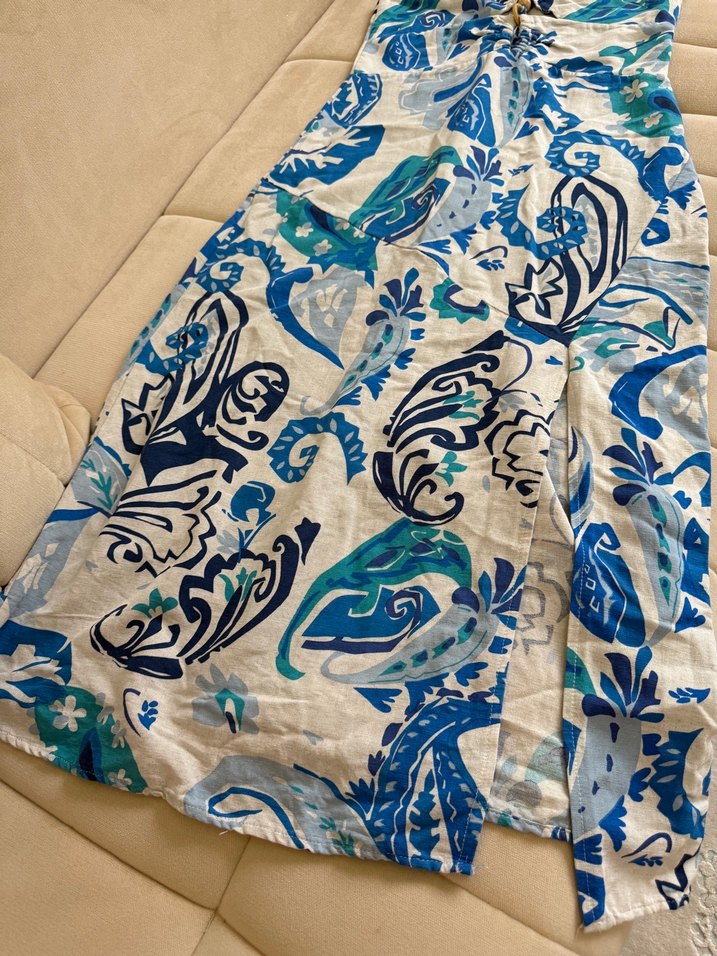 Mavi Bohem Desenli Uzun Elbise - Görsel 4