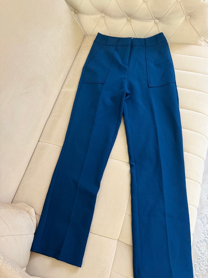 Koyu Mavi Kadın Kumaş Pantolon - Görsel 4