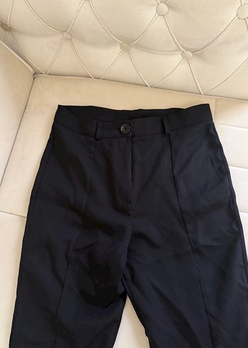 Siyah Midi Kadın Kumaş Pantolon - Görsel 2