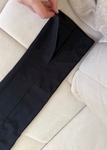 Siyah Midi Kadın Kumaş Pantolon - Görsel 3