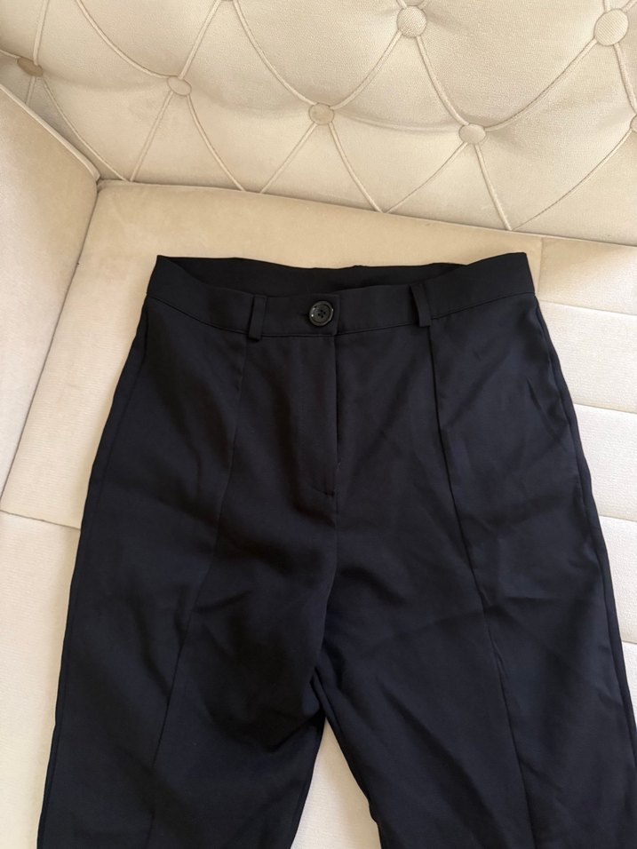 Siyah Midi Kadın Kumaş Pantolon - Görsel 2