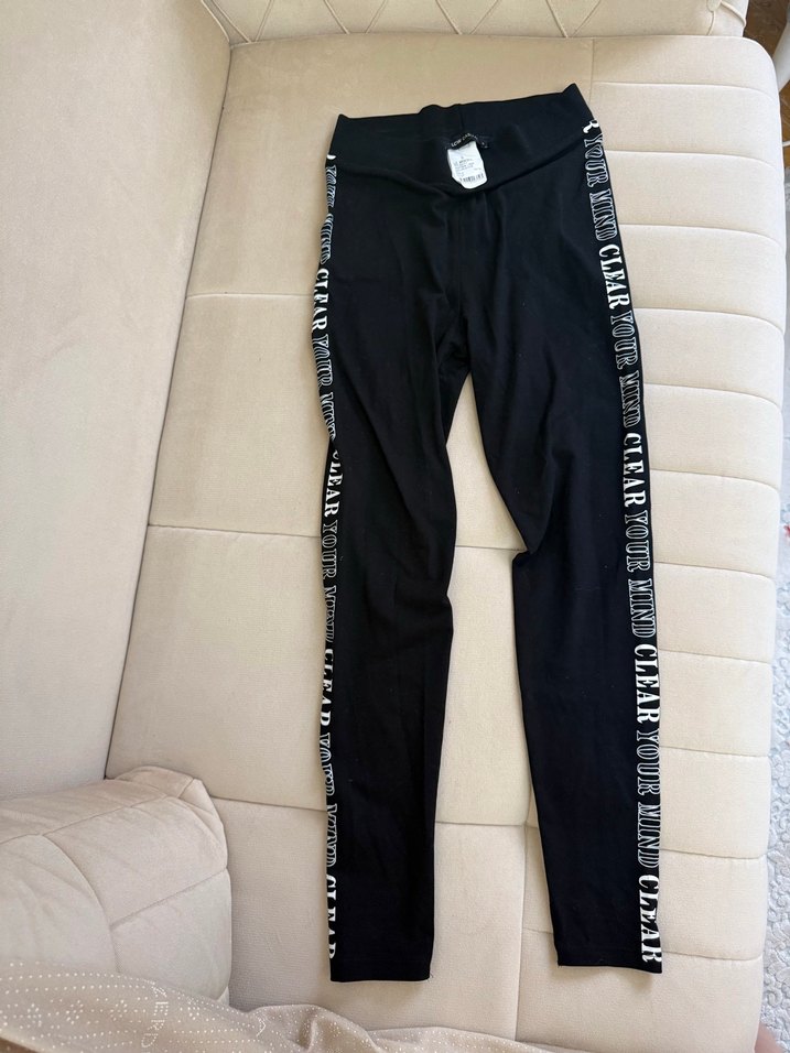 Siyah Baskılı Günlük Kadın Tayt - Görsel 5