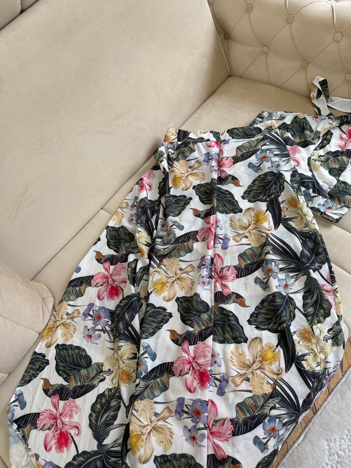 Çiçek Desenli Bohem Uzun Kadın Pantolon ve üst - Görsel 5