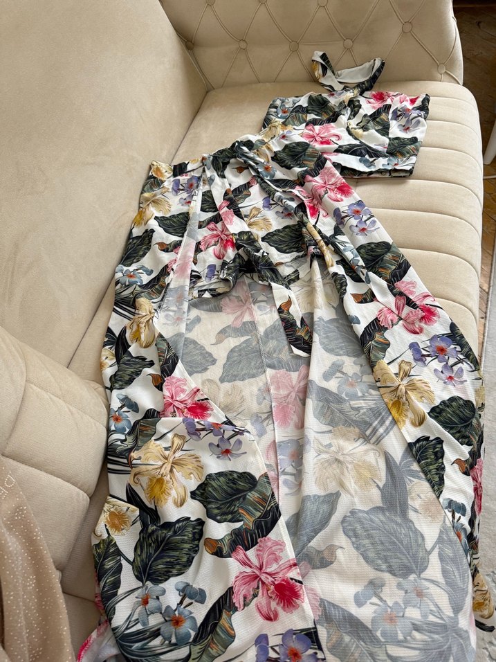 Çiçek Desenli Bohem Uzun Kadın Pantolon ve üst - Görsel 3