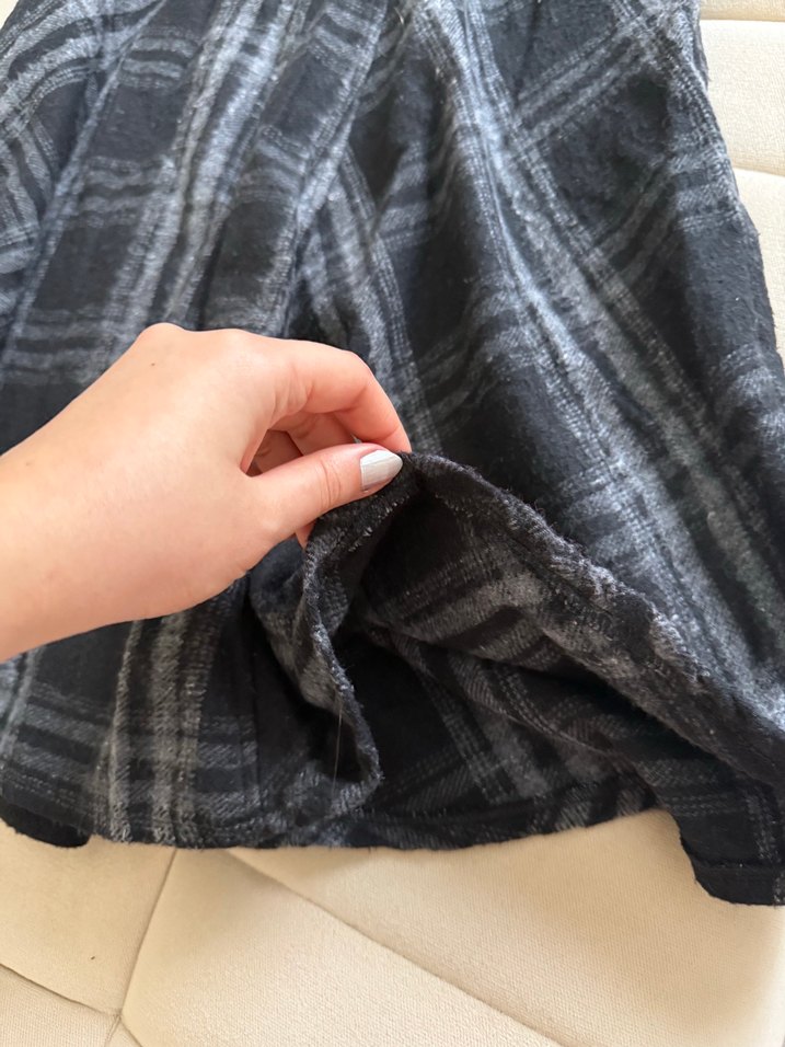 Gri Ekoseli Midi Uzun Etek - Görsel 5