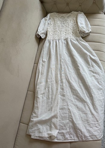 Dantel Detaylı Bohem Uzun Keten Elbise - Görsel 10