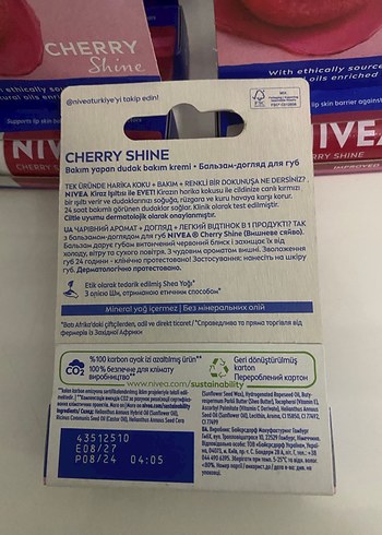 Nivea Cherry kiraz Dudak Balmı 24 Saat Nem - Görsel 3