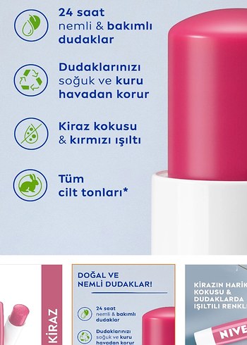Nivea Cherry kiraz Dudak Balmı 24 Saat Nem - Görsel 5