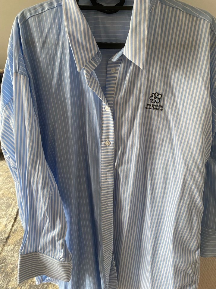 Mavi Çizgili Kadın uzun Kollu Gömlek - Görsel 2