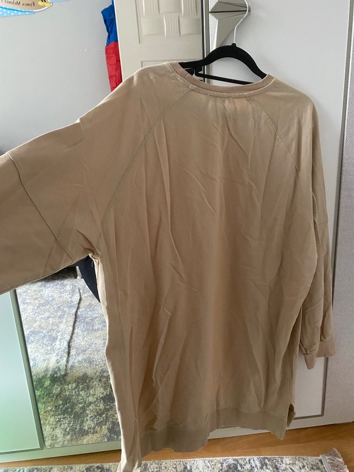 Bej Kadın Oversize Sweatshirt Baskılı - Görsel 2