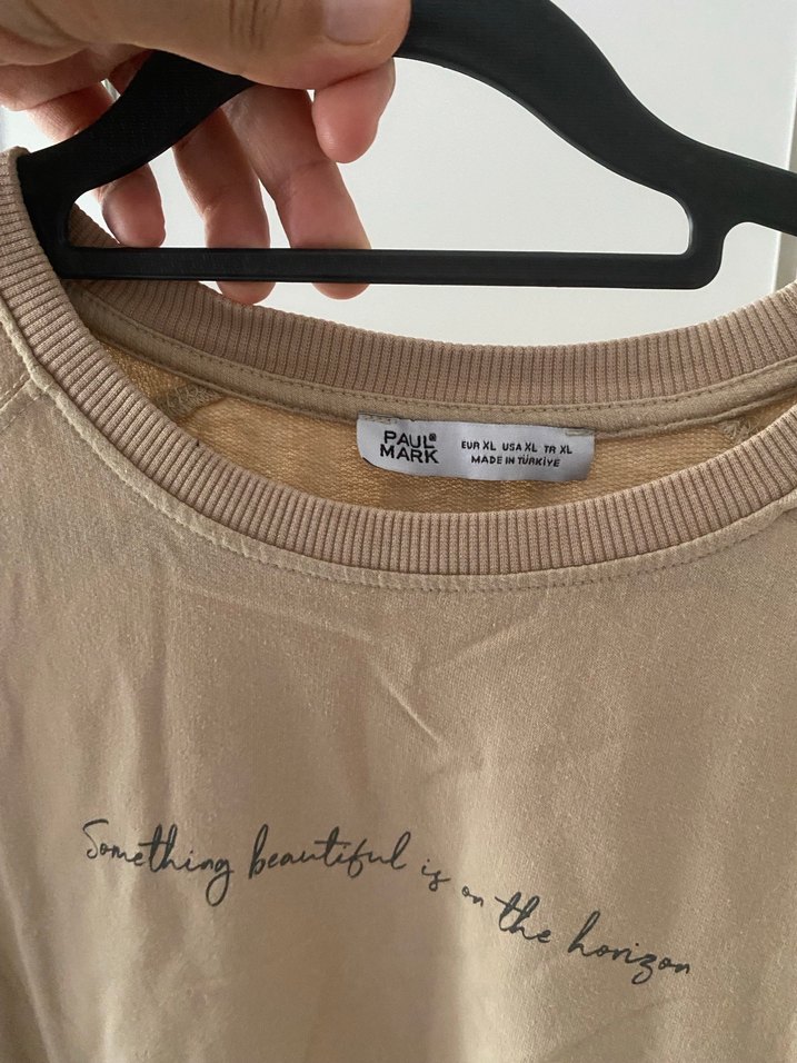 Bej Kadın Oversize Sweatshirt Baskılı - Görsel 4