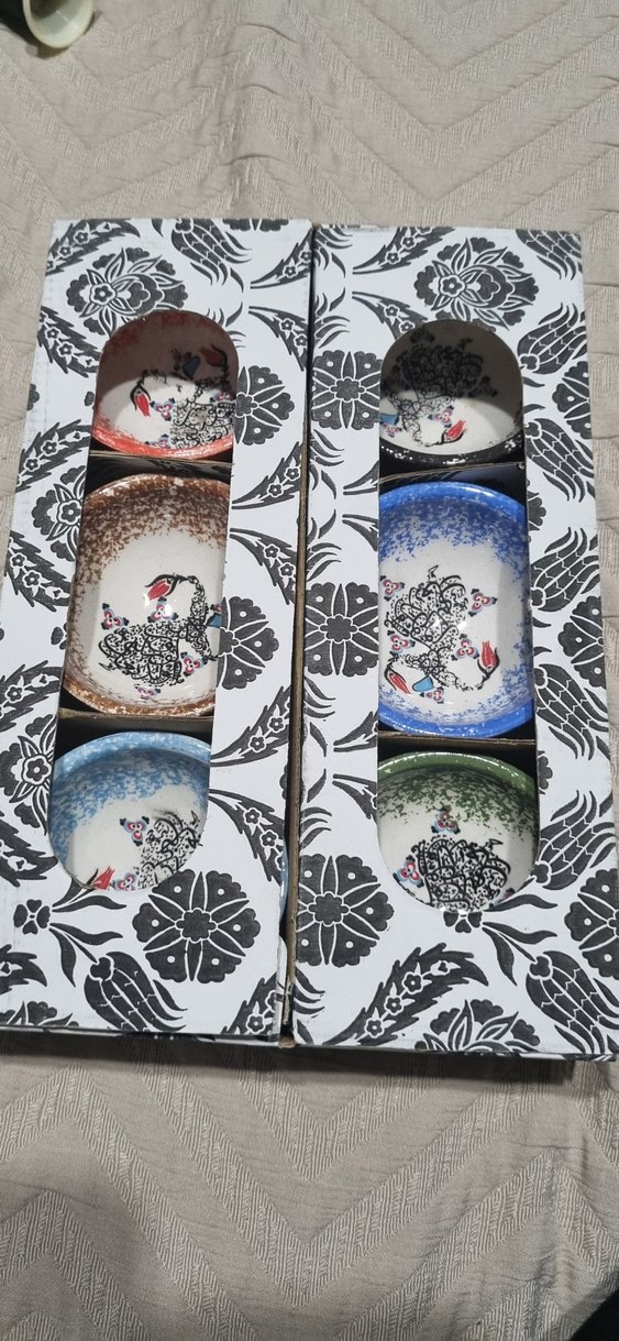 Renkli Desenli Seramik 6'lı Küçük Kase Seti - Görsel 3