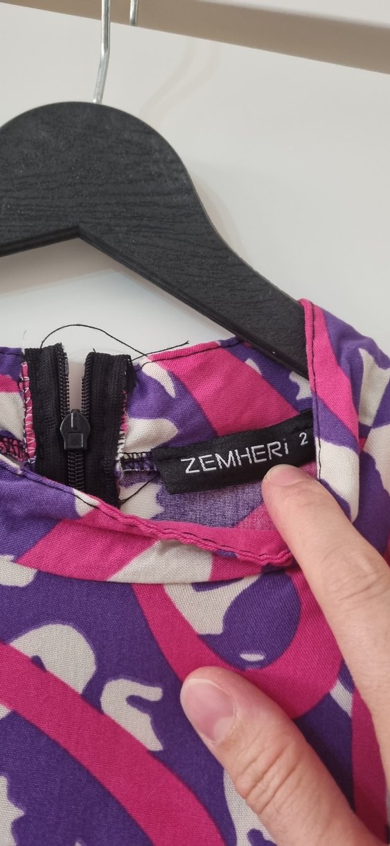 Uzun Kol Renkli Bağlama Desenli Uzun Elbise - Görsel 2