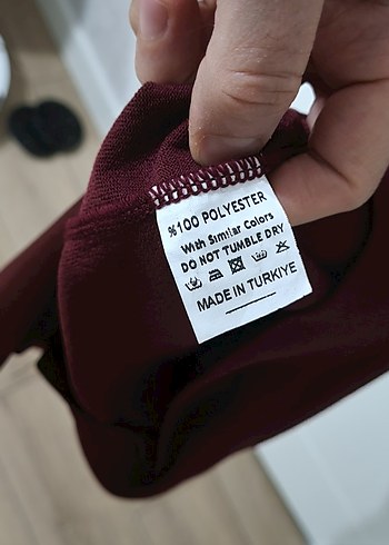 Bordo Kadın Uzun Kollu Salaş Elbise - Görsel 5