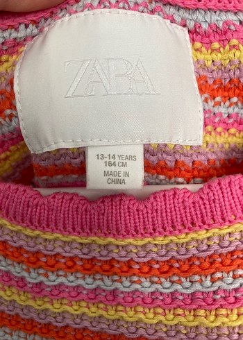 Renkli Çizgili Örme Kız Yeleği - Görsel 2