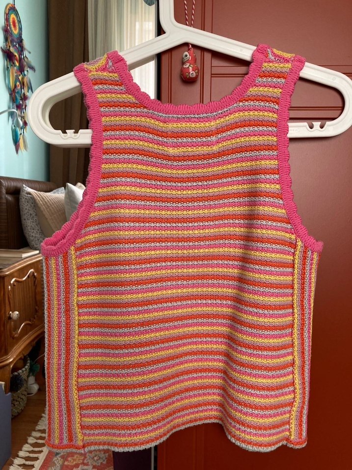 Renkli Çizgili Örme Kız Yeleği - Görsel 3