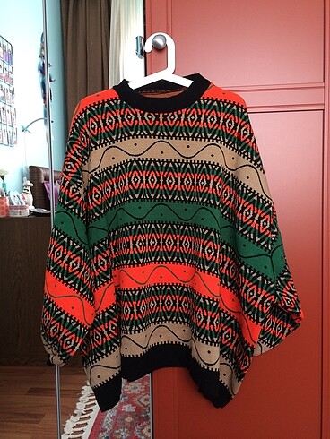 Etnik Desenli Oversize Kazak
