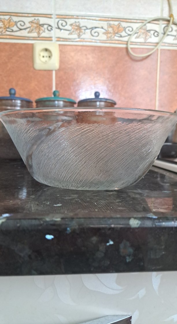 Gri Bej Düz Cam Kase - Görsel 5