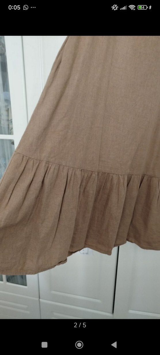 Bej Uzun Hamile Eteği Fırfırlı - Görsel 2