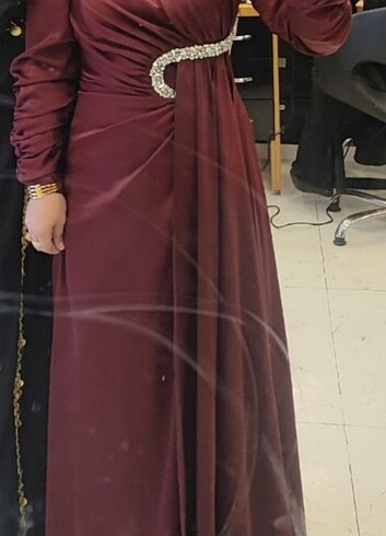 Bordo tesettür abiye 