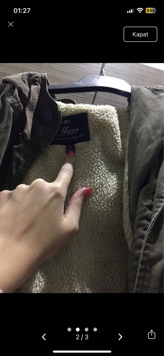 Gri Kadın Midi Boy Kürklü Ceket - Görsel 2